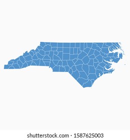 North Carolina map blue color. USA state North Carolina map icon. North Carolina vector modern map. Vector illustration EPS10