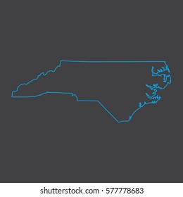North Carolina map blue outline stroke line style