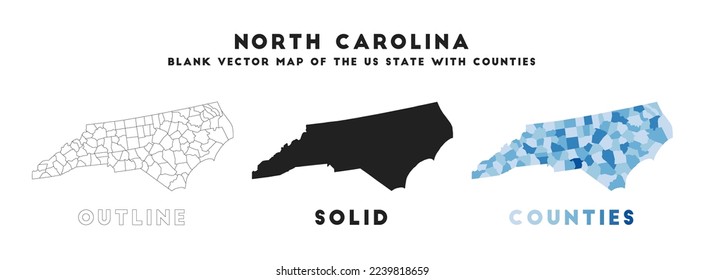 North Carolina map. Borders of North Carolina for your infographic. Vector us state shape. Vector illustration.