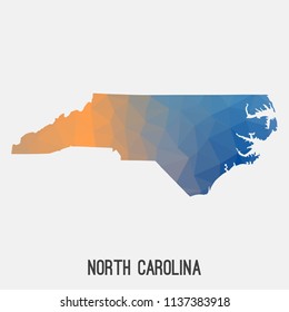 North Carolina map in geometric polygonal,mosaic style.Abstract tessellation,modern design background,low poly. Geometric cover, mockup. Vector illustration.