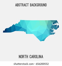 North Carolina map in geometric polygonal,mosaic style in cold shades.Abstract tessellation,modern design background,low poly. Vector illustration.