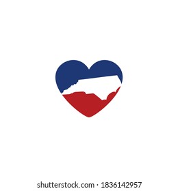 North Carolina Map And Heart Logo Design Template