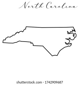 Vector qualitativ hochwertige Karte des amerikanischen Staates North Carolina einfache handgefertigte Linie Zeichnung Karte