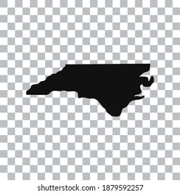 North Carolina map isolated on transparent background. Black map for your design. Vector illustration, easy to edit.