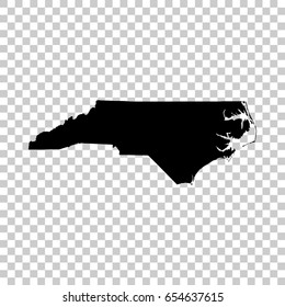 North Carolina map isolated on transparent background. Black map for your design. Vector illustration, easy to edit.