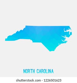 North Carolina map low poly geometric polygonal,mosaic style,abstract tessellation,modern design background. Geometric cover, mockup. Vector illustration EPS10.