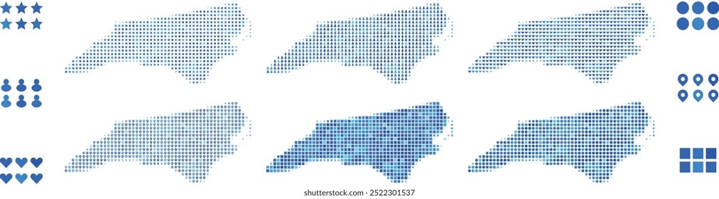 North Carolina Map made from different icons