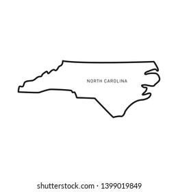 North Carolina Map Outline Vector Design Template. Editable Stroke
