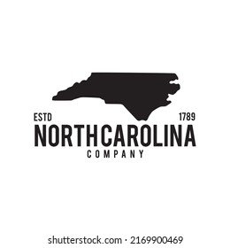 Diseño del logo del vector del esquema del mapa de Carolina del Norte