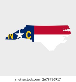 Mapa da Carolina do Norte. Vetor de mapa da Carolina do Norte EUA. Cor oficial padrão do mapa da bandeira da Carolina do Norte