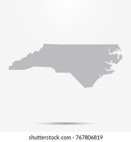 North Carolina map with shadow