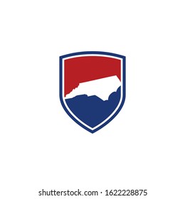 North Carolina Map and Shield Logo Icon Template 001