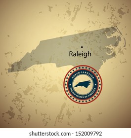 North Carolina map with stamp vintage vector background