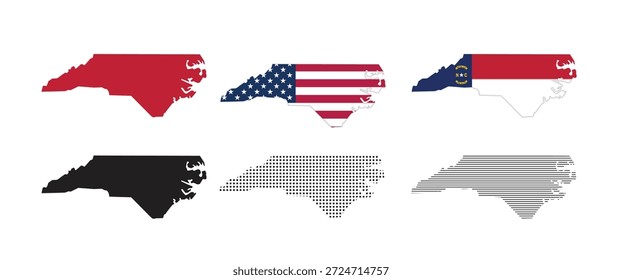 Karte von North Carolina. Staatskarten von North Carolina in verschiedenen Typen