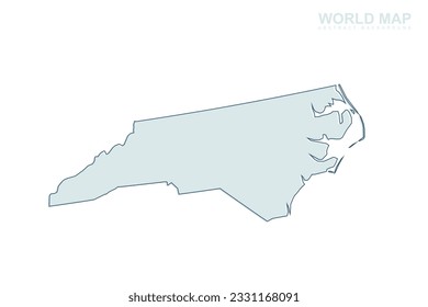 North Carolina Map - USA, United States of America Map vector with blue stork line and blue geometric shapes isolated on white background for design, infographic, website - Vector illustration eps 10