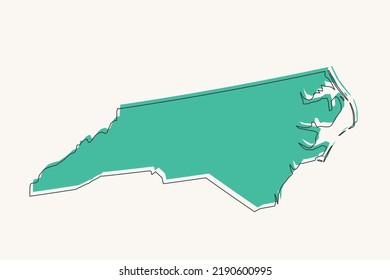 North Carolina Map - USA, Unites State of America Map vector with black and green geometric shapes and lines style isolated on white background for design, infographic - Vector illustration eps 10