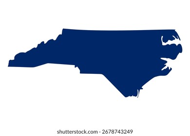 North Carolina map. North Carolina USA map vector. North Carolina navy map on white background