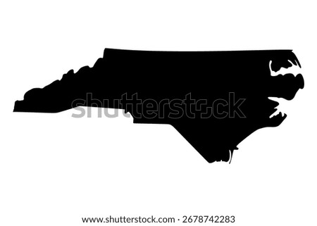 North Carolina map. North Carolina USA map vector. North Carolina silhouette map on white background