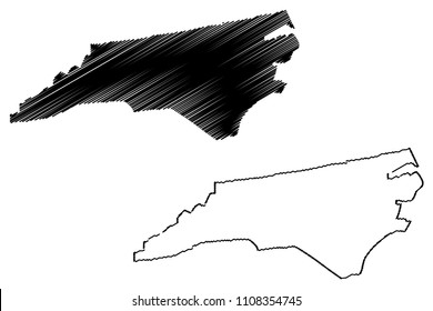 North Carolina map vector illustration, scribble sketch North Carolina map