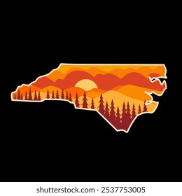 North Carolina Mountain and Forest Landscape on Sunset Perfect for Print, Apparel, Sticker, Etc