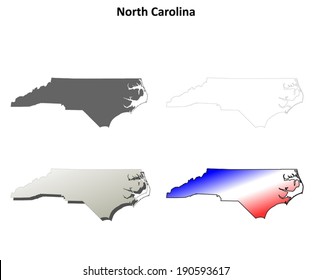 North Carolina outline map set - vector version