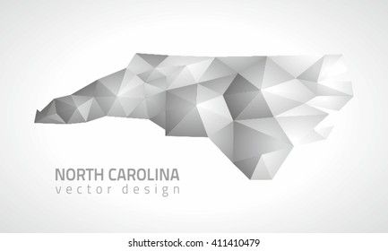 North Carolina polygonal grey vector map of America