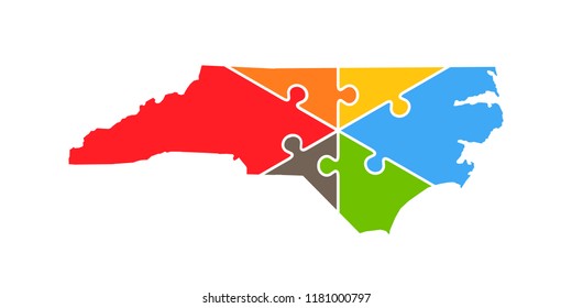 North Carolina Puzzle Rebuild Logo Vector Illustration