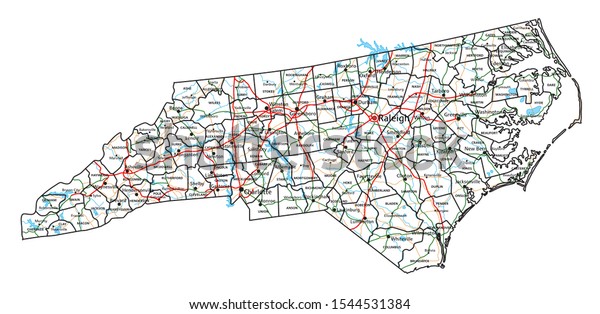 North Carolina Road Highway Map Vector Stock Vector (Royalty Free ...