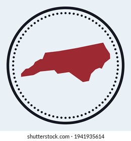 North Carolina round stamp. Round logo with us state map and title. Stylish minimal North Carolina badge with map. Vector illustration.