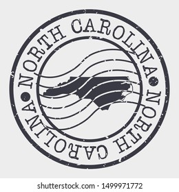 North Carolina Stamp Postal. Map Silhouette Seal. Passport Round Design. Vector Icon. Design Retro Travel.