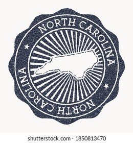 North Carolina stamp. Travel rubber stamp with the name and map of US state, vector illustration. Can be used as insignia, logotype, label, sticker or badge of North Carolina.