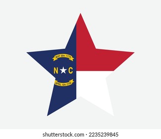 North Carolina Star Flag. NC USA Five Point Star Shape State Flag. North Carolinian US Banner Icon Symbol Vector Flat Artwork Graphic Illustration