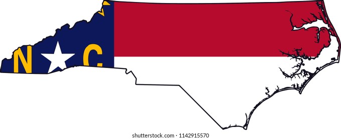 North Carolina State Flag Seal Love Heart United States America American Illustration