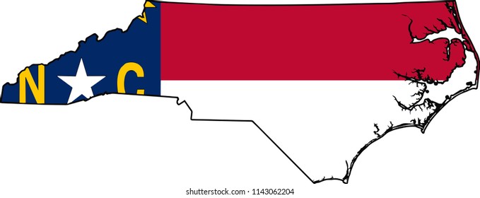 North Carolina State Flag Shaped Heart United States America American Illustration