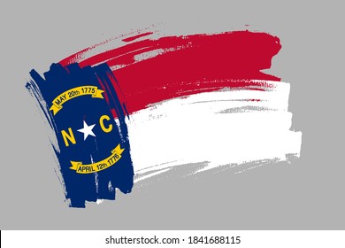 The North Carolina state flag, USA. American state  banner brush concept. Horizontal vector Illustration isolated on white background.  