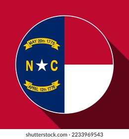 Bandera estatal de Carolina del Norte. Ilustración vectorial.