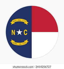 North Carolina State Flagge Vektorsymbol Design. Nordkarolina-Staatskreisflagge. Runde der Flagge von North Carolina. 
