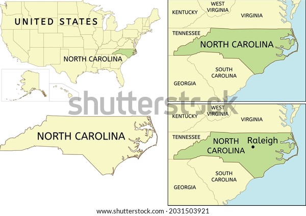 North Carolina State Location On Map Stock Vector (Royalty Free