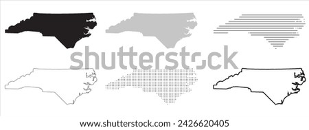 North Carolina State Map Black. North Carolina map silhouette isolated on transparent background. Vector Illustration. Variants.