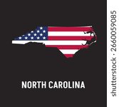 North Carolina state map contour. In style of USA flag.