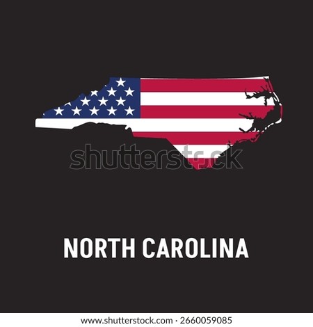 North Carolina state map contour. In style of USA flag.