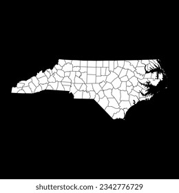 Mapa del estado de Carolina del Norte con los condados. Ilustración vectorial.