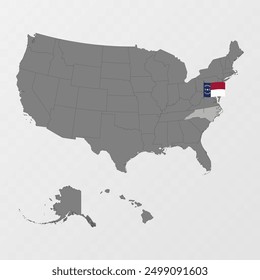 North Carolina state map with flagpole. Vector illustration.