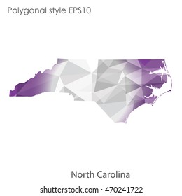 North Carolina state map in geometric polygonal style.Abstract gems triangle,modern design background. Vector illustration EPS10