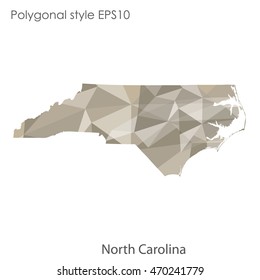 North Carolina state map in geometric polygonal style.Abstract gems triangle,modern design background. Vector illustration EPS10