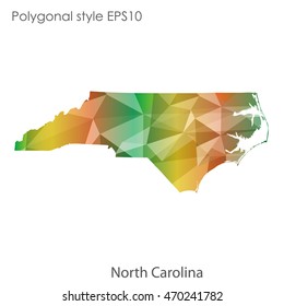 North Carolina state map in geometric polygonal style.Abstract gems triangle,modern design background. Vector illustration EPS10