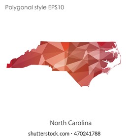 North Carolina state map in geometric polygonal style.Abstract gems triangle,modern design background. Vector illustration EPS10