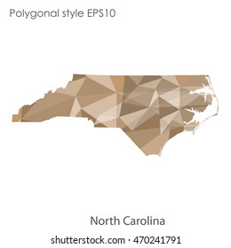 North Carolina state map in geometric polygonal style.Abstract gems triangle,modern design background. Vector illustration EPS10