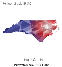 North Carolina state map in geometric polygonal style.Abstract gems triangle,modern design background. Vector illustration EPS10