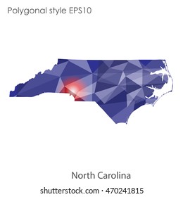 North Carolina state map in geometric polygonal style.Abstract gems triangle,modern design background. Vector illustration EPS10